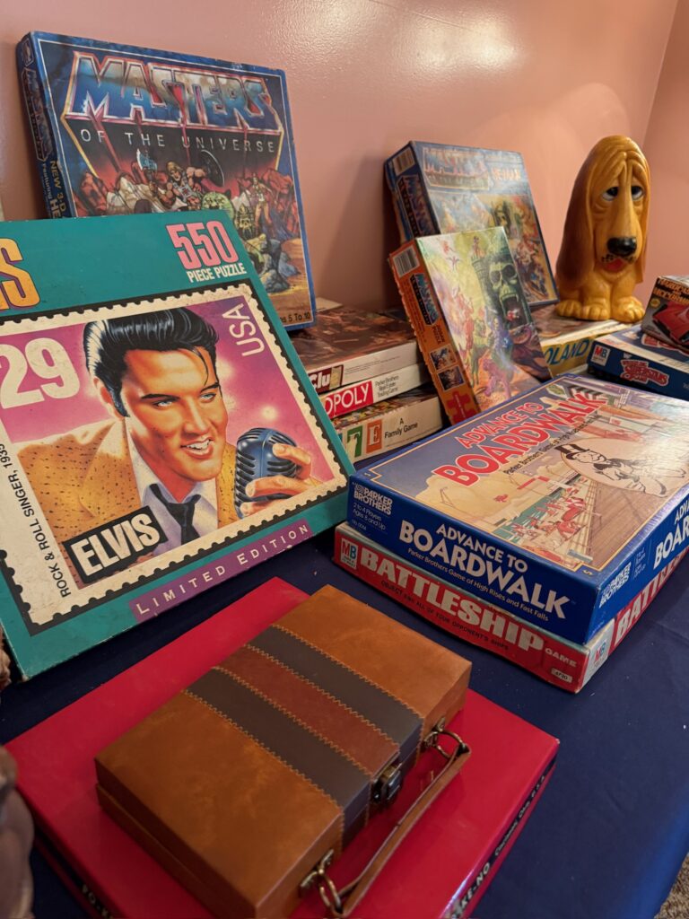 Vintage Elvis Presley puzzles and games arranged for an Estate Greats sale