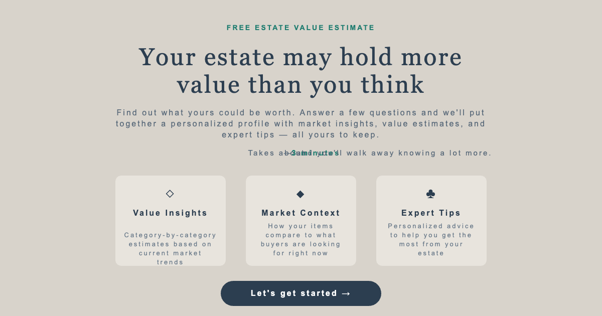 Estate Greats Estimator Screenshot