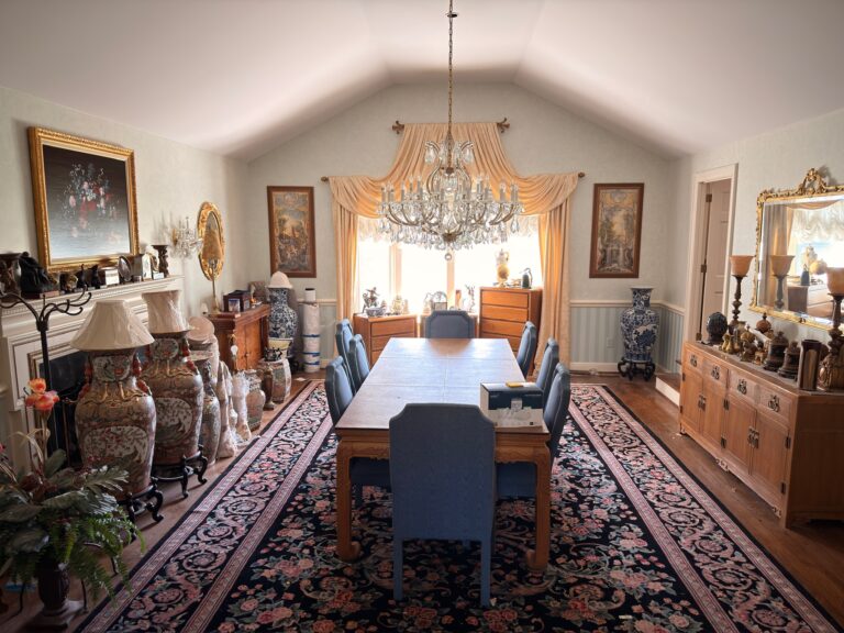 A furnished dining room prepared for a Nashville estate sale